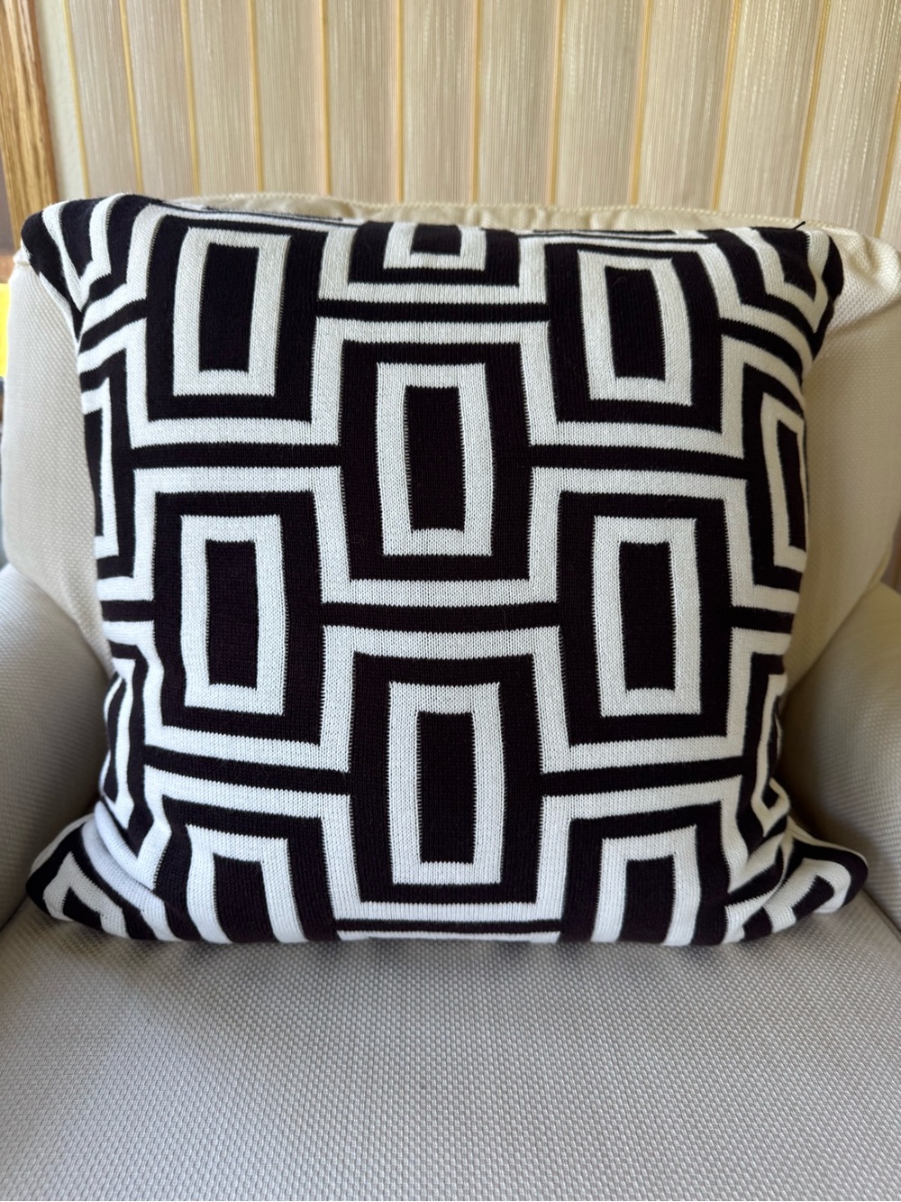 Ethan Allen Black and White Geometric Large Throw Pillow Modern Home Accent